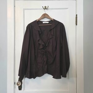 Laura Plus Linen Blazer – Plus Size 20 – Chocolate Brown